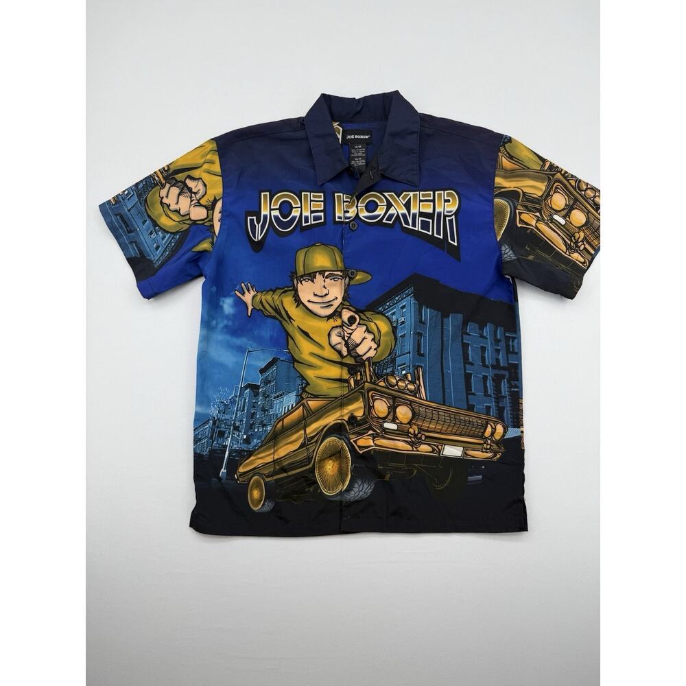 Joe Boxer Boys Size 14/16 Button Up Graphic Shirt Street Design - Preowned